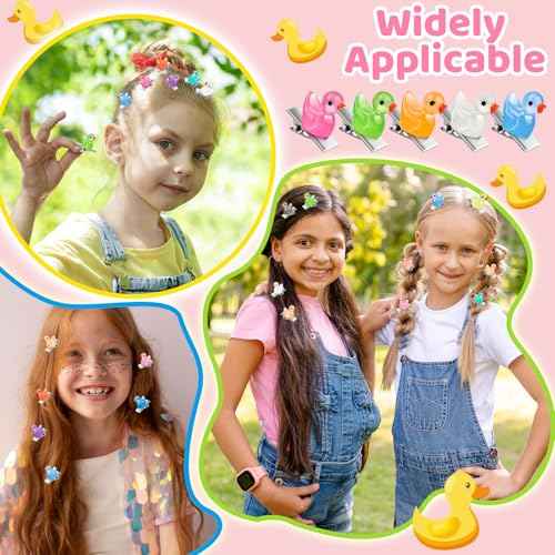 84Pcs Sprouts Rave Clips, Cute Mini Glow Resin Duck Clips for Hair, Festival Accessories for Girls Party Supplies