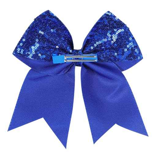 12-Color Jumbo Glitter Cheer Bow Clip ? 7¡± Sequin Hair Bow for Girls, Perfect for Softball, Uniforms, Christmas, Halloween, and Special Occasions