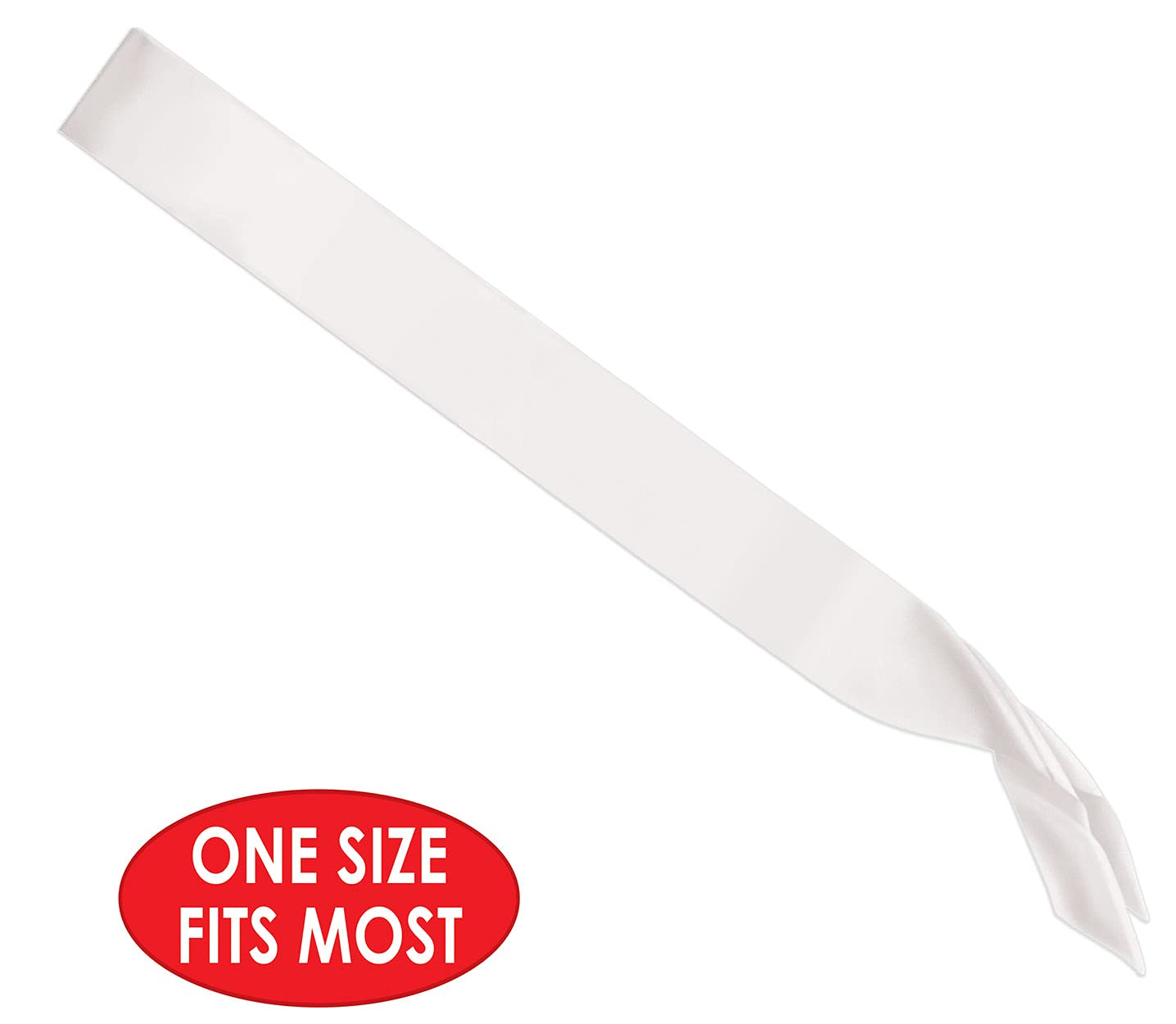 Beistle White Satin Sash, Customizable Fabric Wearable for Birthdays, Bachelorette Parties, Costumes, Events & Celebrations, Blank Design for DIY Personalization, 33" x 4"