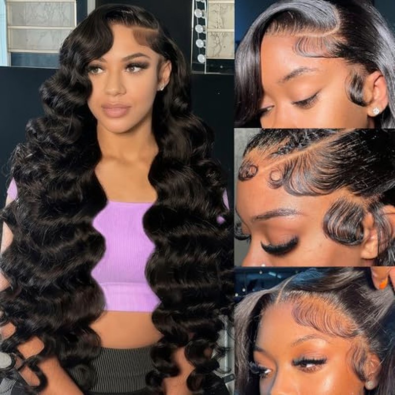 30 Inch Body Wave Lace Front Wigs Human Hair Wigs for Women 13x6 HD Lace Front Wigs Human Hair 200 Density Glueless Body Wave Wig Lace Frontal Wigs Pre Plucked Natural Black