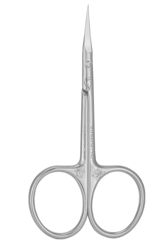 Staleks Pro Exclusive 23 Type 2 Professional Cuticle Scissors with hook (Magnolia pattern) - Pack of 1 - Model SX-23/2