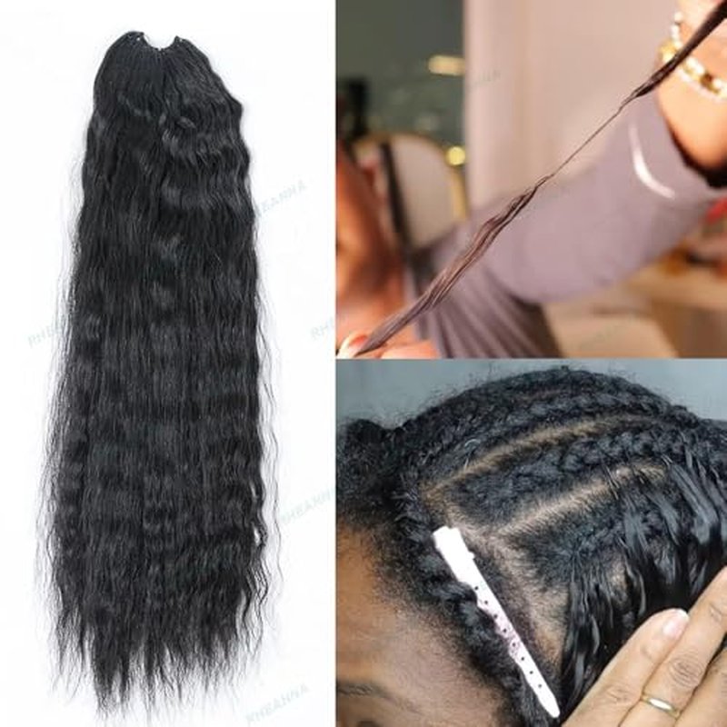 Feather Crochet Human Hair Extensions Wet and Wavy Knotless Pre-Separated Crochet Hair Extensions Human Hair With String In The Middle Braid 22inch 60g