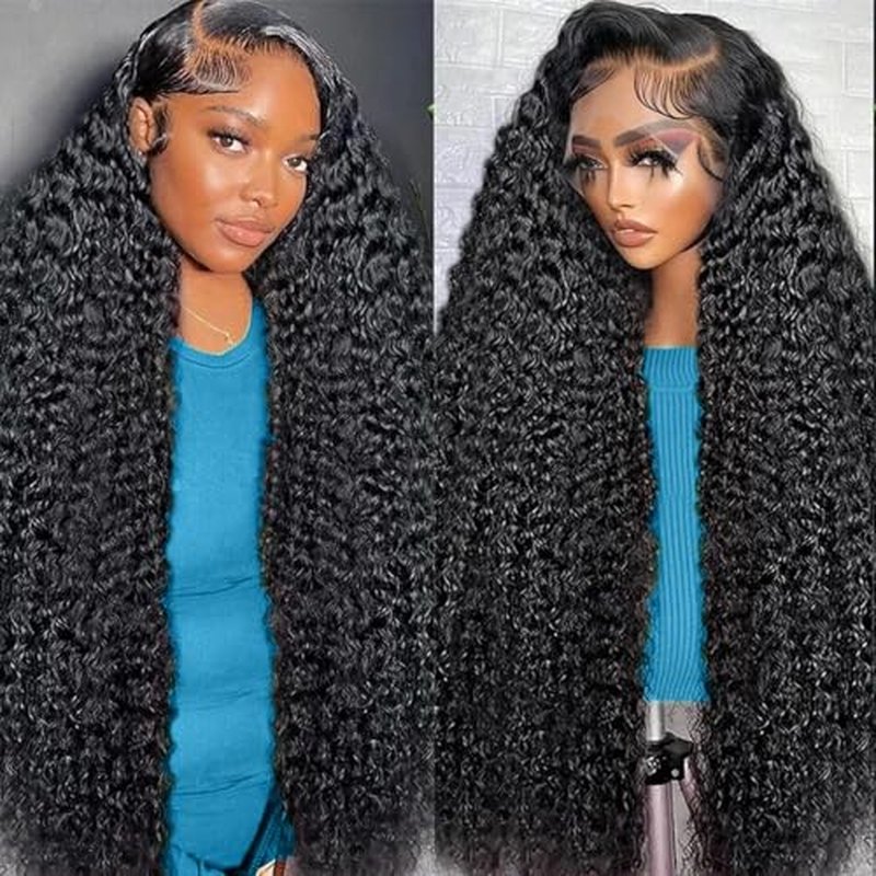 13x6 Lace Front Wigs Human Hair 210 Density HD Transparent Frontal Wigs Water Wave Wigs for Women Curly Lace Frontal Wet and Wavy Human Hair Wig Pre Plucked with Baby Hair 24Inch