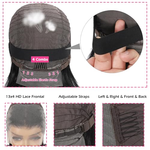 Bob Wig Human Hair Highlight Ombre 13x4 HD Transparent Lace Front Wigs 1b/27 Black and Blonde Wig Human Hair Pre Plucked with Baby Hair 180 Density Short Bob Wigs 10 Inch