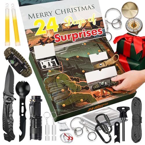 VEITORLD Gifts for Men Dad Him Christmas - Survival Gear and Equipment 12 in 1, Survival Kits - Cool Unique Fishing Hunting Birthday Gifts for Husband Teen Boy Boyfriend Women, Mens Stocking Stuffers