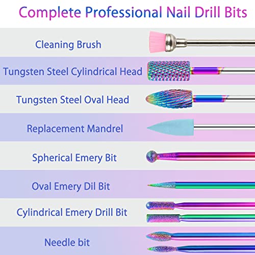 BQAN Nail Drill Bits, 10Pcs 3/32 in Carbide Professional Drill Bit Set for Nail Tech, Remove Acrylic Gel Nails, Manicure with 75Pcs File Sanding Bands (#80#120#180 Grits)