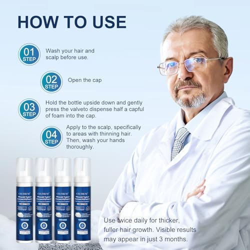 5% Topical Minoxidil Foam, Minoxidil for Men and Women, Infused with Biotin, Hair Growth Treatment, Supports Thicker and Fuller Hair & Beard (Minoxidil Foam, 8.44oz, 4 Month Supply)