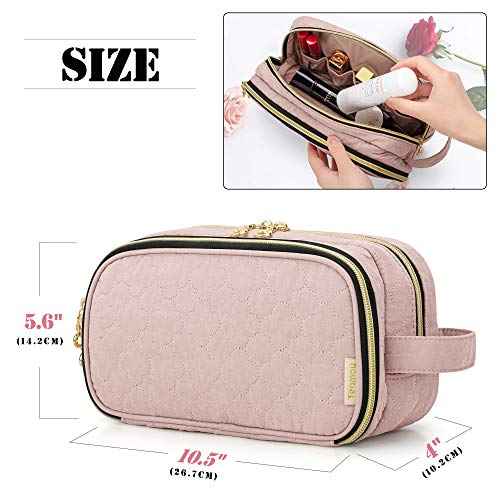 Teamoy Portable Makeup Brush Bag (up to 9"), Makeup Brush Holder with Handle, Travel Makeup Organizer Cosmetic Bag, Travel Toiletry Bag Artist Storage Bag, Misty Rose