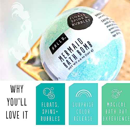 Hallu Mermaid Large Bath Bomb, Citrus Peony and Amber Scent, 140 g, Pack of 8