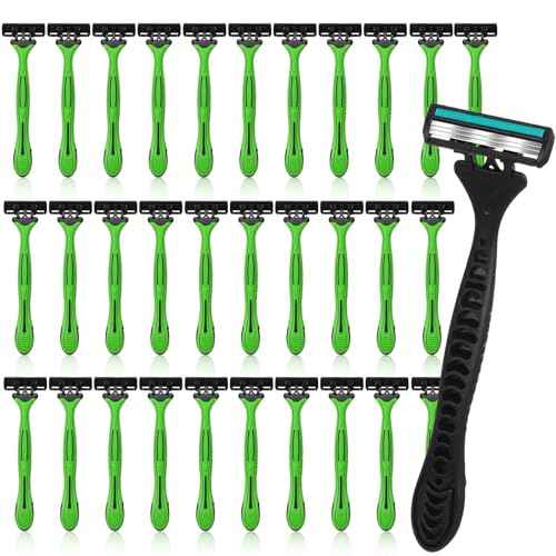 32 Pcs Men's Disposable Razors Bulk 3 Blade Shaving Razors for Sensitive Skin Comfortable Head Shave Christmas Gifts