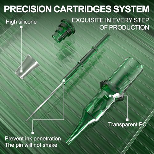 1003RL Tattoo Cartridge Needles 20Pcs #10 Bugpin 3 Round Liner with Membrane Safety Cartridges Disposable Tattoo Supplies for Wireless Tattoo Machine & Pro Tattoo Artists & Beginners