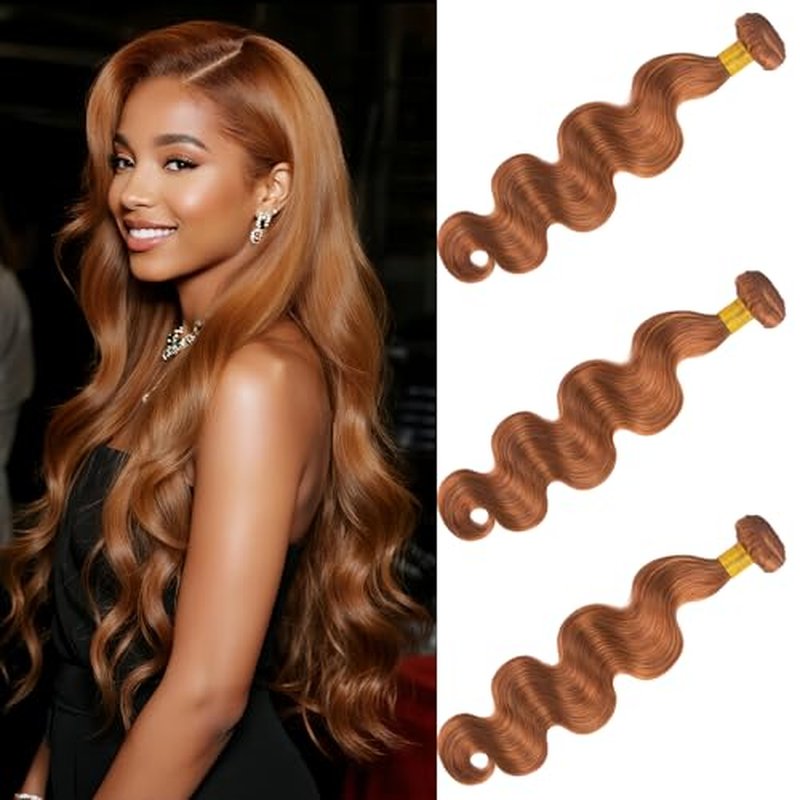Brown Human Hair Bundles #30 Body Wave 26 28 30 Inch Brazilian Virgin Hair Double Weft Wet and Wavy No Tangle Hair Extensions for Women