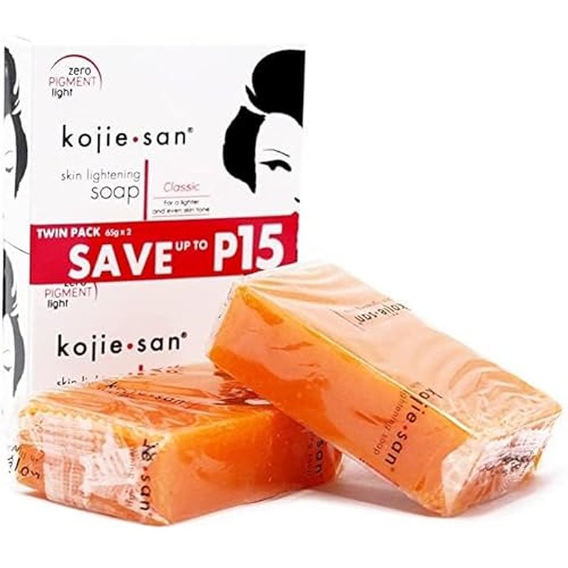 Kojie San Skin and Body Brightening Soap - Original Kojic Acid, Dark Spot Remover Bar Soap with Glycerin & Tea Tree Oil - 65g x 2 Bars