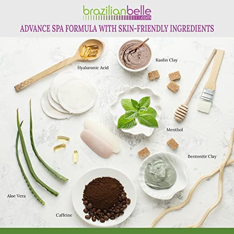 Brazilian Belle Detox Clay Body Wraps for Body Firming & Skin Tightening ? Anti-Cellulite Stomach Wraps with Bentonite Clay & Aloe Vera ? Complete Firming Cream Skincare Kit with up to 12 Applications
