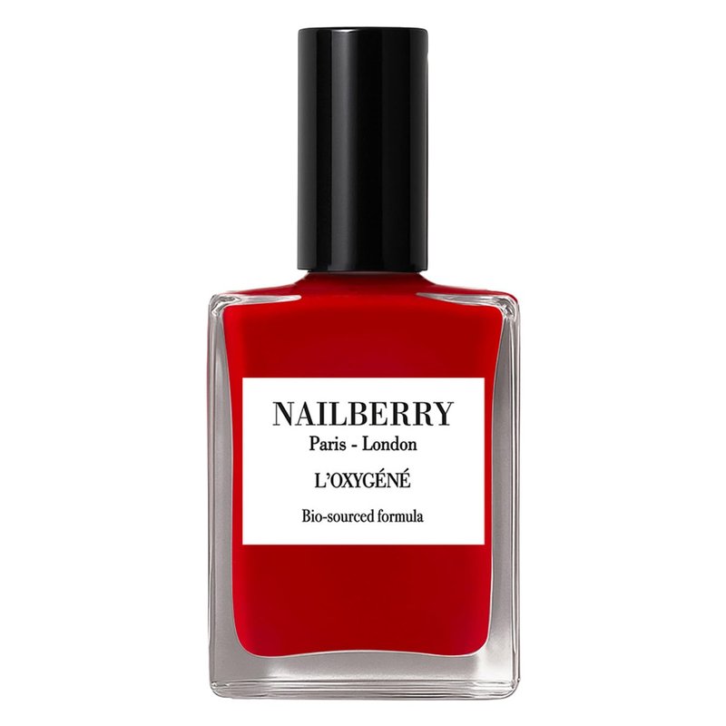 Nailberry L'Oxygéné Oxygenated Nail Lacquer | Rouge | Bright Red Opaque Nail Polish | UV Protected Long-Wear Nail Polish | 12-Free | Vegan | Certified Halal | Cruelty & Gluten Free | 15 ml