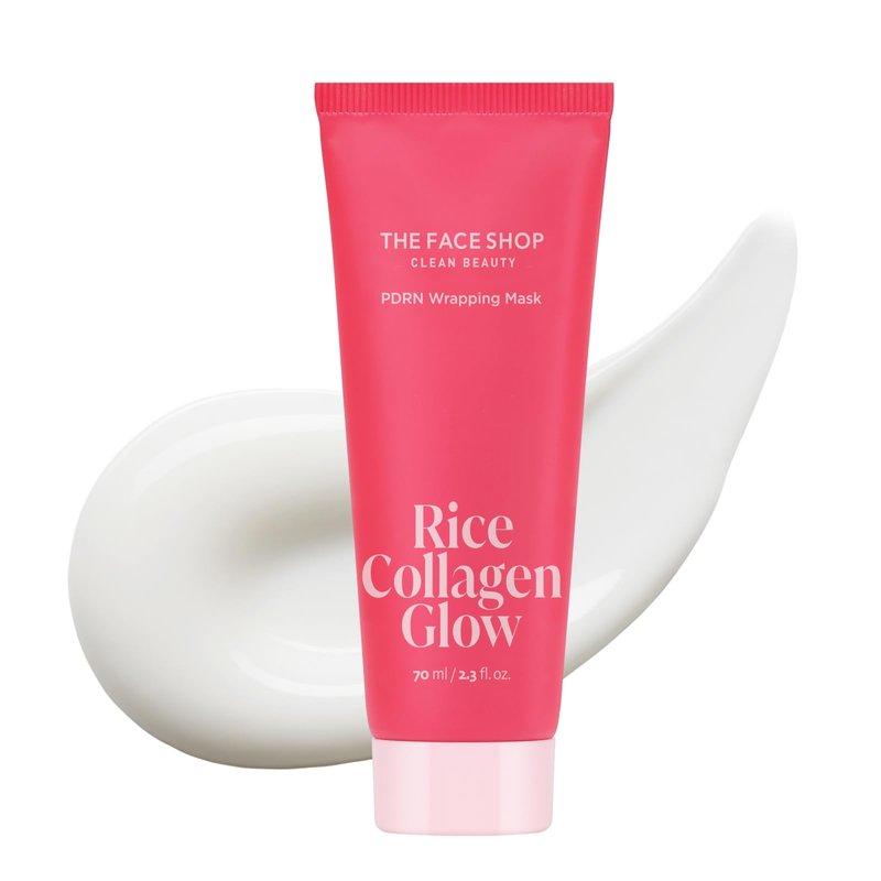 The Face Shop Pink Collagen Wrapping Mask, Peel-Off Facial Mask for Glass Skin, with Vegan PDRN & Rice Extract, Hydrating & Evening Skin Tone, 2.3 fl. oz.