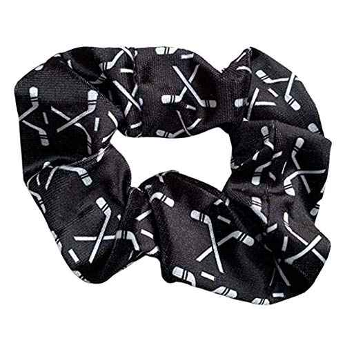 Infinity Collection Hockey Scrunchie, Girls Premium Velvet Hair Accessories, Hockey Gift for Women, Teens and Girls, Black, White