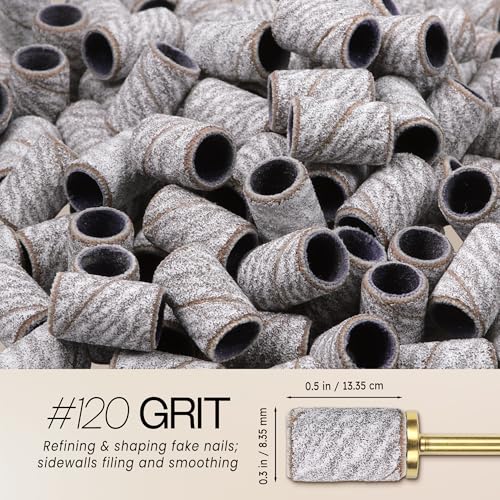 PANA 100 Pieces Nail Sanding Bands Professional Nail Manicure Great Fit for Nail Drill Bits for Acrylic Nails (120 Grit, Zebra)