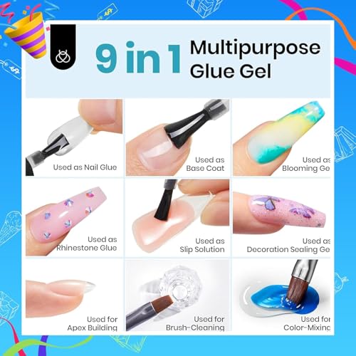 Beetles Gel Nail Extension Kit Almond Shape, Easy 9 in 1 Glue Uv Led Set Etch X Nail Tips Short Almond Half Matte Tips, Gift for Women & Girls, 504 pcs
