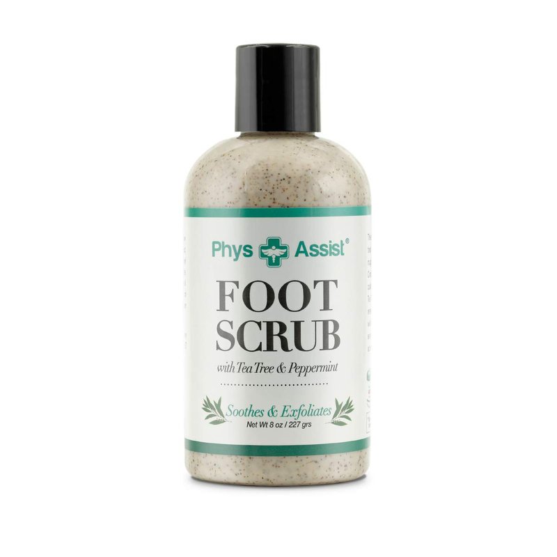 PhysAssist Foot Scrub | 8 oz. Tea Tree & Peppermint Exfoliating Formula for Soothing, Refreshing Feet