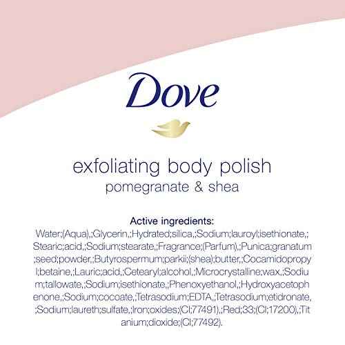 Dove Exfoliating Body Polish Scrub For Silky, Soft Skin Pomegranate & Shea Butter Body Scrub Exfoliates and Provides Lasting Nourishment 10.5 oz