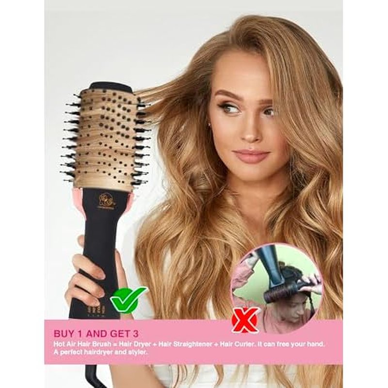 Hair Dryer Brush Blow Dryer Brush in One, 4 in 1 Ionic Hair Dryer and Styler Volumizer with Oval Titanium Barrel, Hot Air Straightener for Smooth Frizz-Free Blowout
