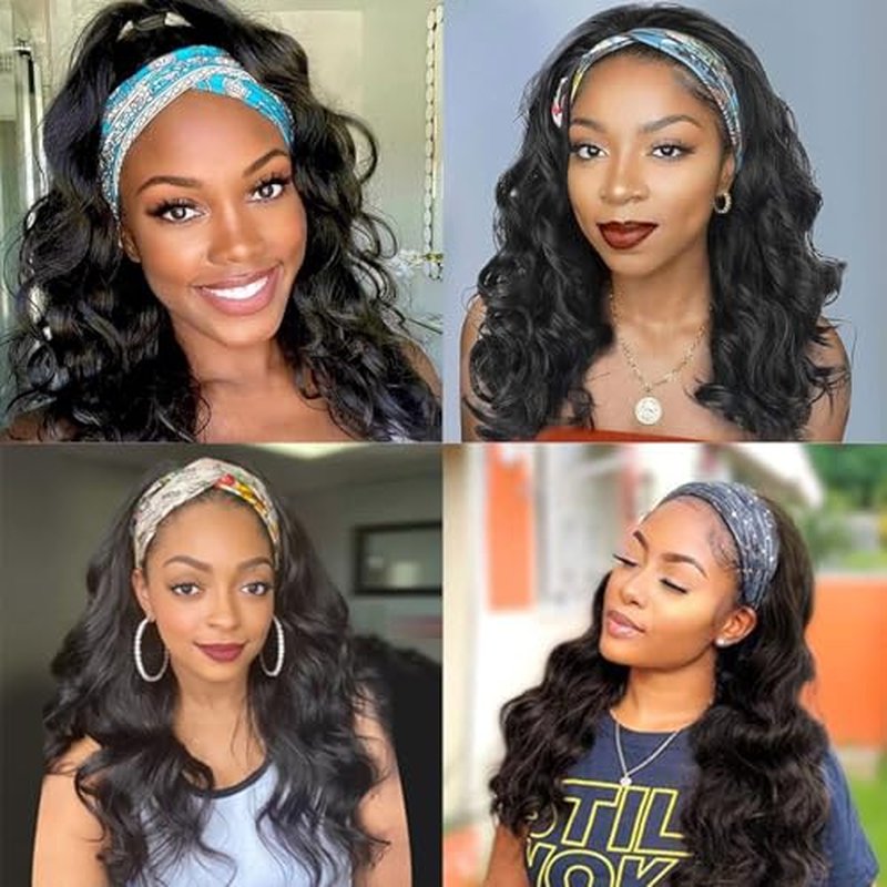 Headband Wig Human Hair Body Wave Headband Wigs for Black Women human hair glueless Wear and Go Glueless Wig 100% Brazilian Virgin Human Hair Headband wig 150% Density (22inch)