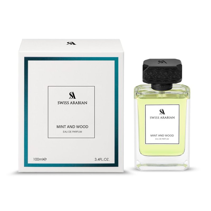 Swiss Arabian Mint and Wood for Men - Sophisticated Modern Man's Fragrance - Spicy, Woody Fragrance with Lemon, Cardamom, and Tonka Bean - 3.4 oz