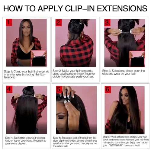 ORIGEN Clip in Hair Extensions Real Remy Human Hair Chocolate Brown to Caramel Blonde Highlights Straight Hair for Women 7pcs 80g 14 Inches