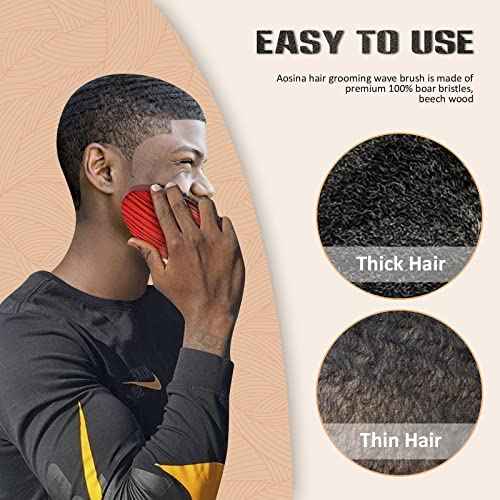 Wave Brush MediumBoar Bristles Hair brush-Designed for Thin and Normal Hair-Mens Curved Military Wave and Beard Brush-Great for 360 Waves