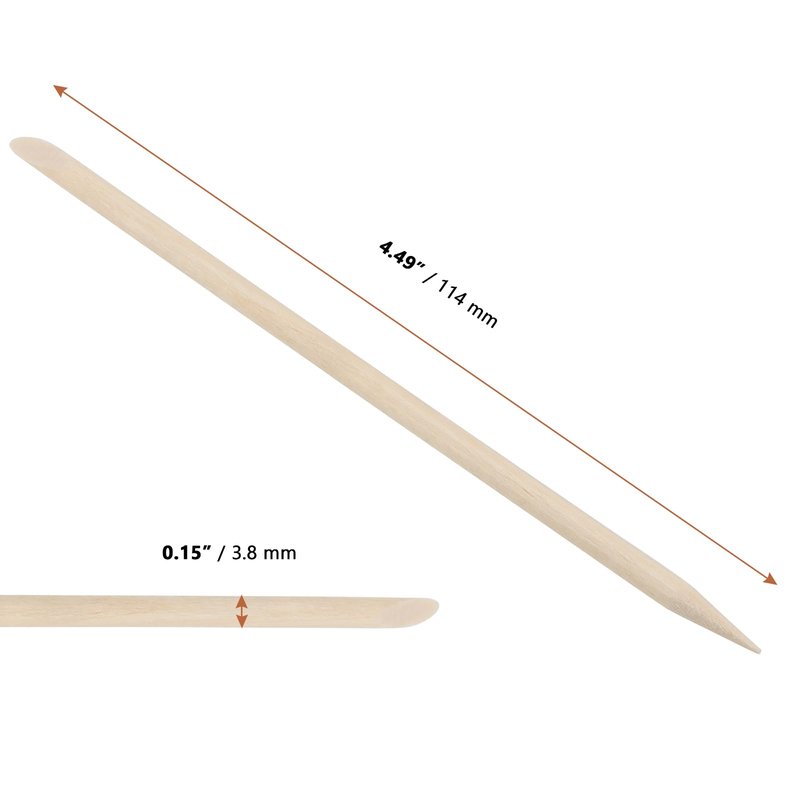 LEXININ 1500pcs 4.5 Inch Orange Wood Nail Sticks, Wooden Cuticle Pusher Sticks, Doubled Sided Wooden Stick for Manicure, Pedicure