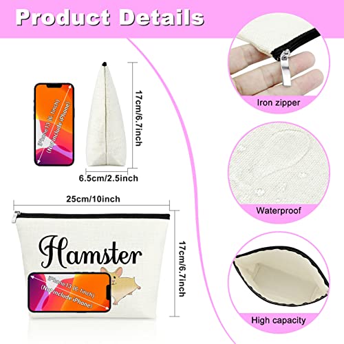 Hamster Mom Cosmetic Bag Hamster Lover Gift Makeup Bag Hamster Theme Gift for Hamster Lover Animal Lover Gift Birthday Christmas Gift for Women Girls Best Friend Cute Hamster Gift Travel Makeup Pouch