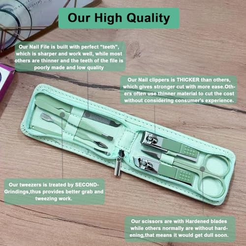 7 Pcs Manicure Set Stainless Steel Nail Clippers Kit, Nail Care Beauty Tools Set Christmas Stocking Stuffers, Christmas Gifts for Men and Women Travel Grooming Kit With Zipper Leather Case