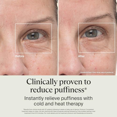 Therabody TheraFace Depuffing Wand ? Cold and Heat Skincare Treatment to Depuff and Glow; Beauty Wand, Face Roller and Eye Massager for Eye Puffiness, Dark Circles and Skin Radiance (White)