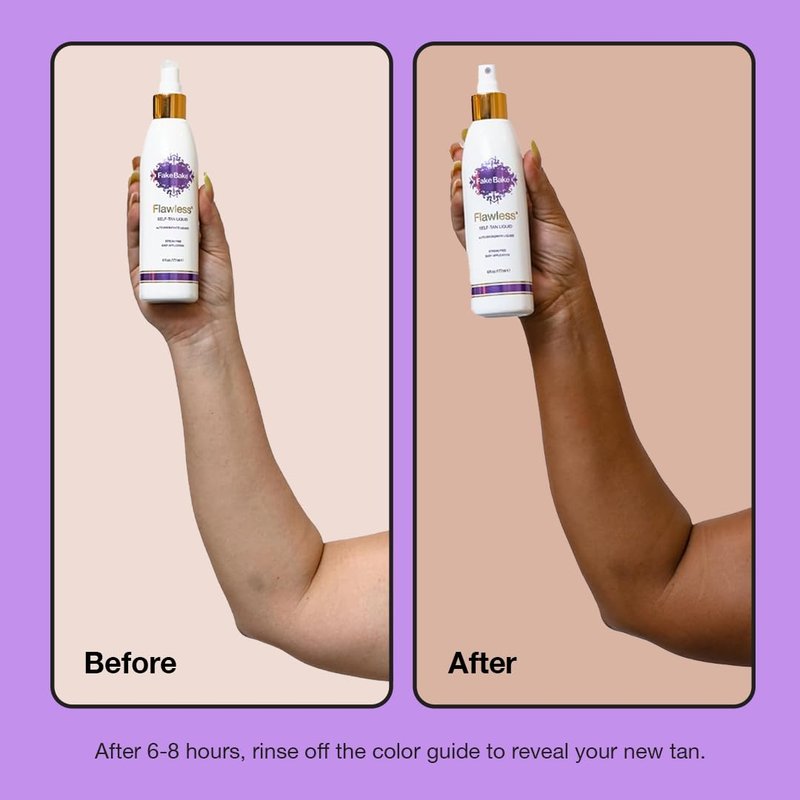 Fake Bake Flawless Self-Tanning Liquid Streak-Free, Long-Lasting Natural Glow For All Skin Tones - Sunless Tanner with Professional Mitt For Easy Application, Black Coconut Scent - 6 oz (Pack of 2)