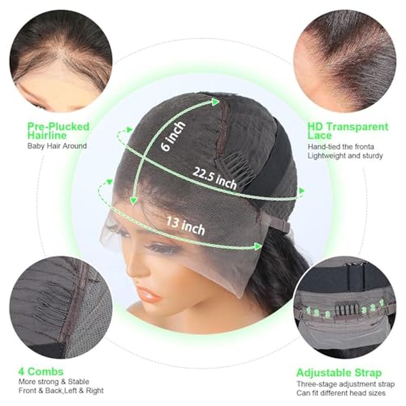 13x6 Lace Front Wigs Human Hair 200% Density Deep Wave Wig for Women 22 Inch HD Transparent Deep Wave Lace Front Wigs Human Hair Glueless Wet and Wave Human Hair Wig Pre Plucked Curly Human Hair Wig