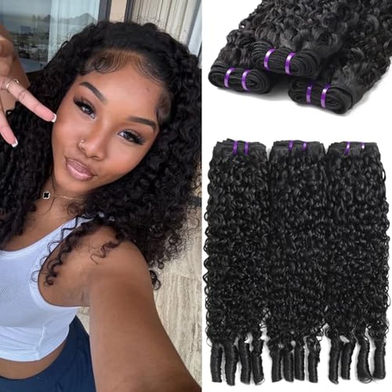 3C4A Burmese Curly Bundles 20 20 20 Inch Unprocessed Virgin Hair 3 Bundes Quick Weave Curly Human Hair with Spiral Ends Natural Black Color for Women