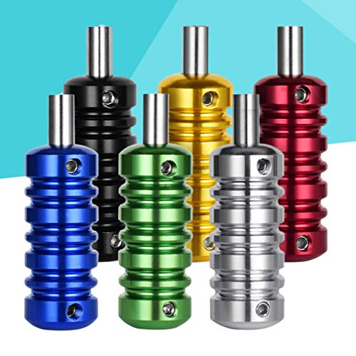 Healifty 6pcs Tattoo Grips Tubes Aluminum Alloy Tattoo Grip Handle for Tattoo Machine Supply (Black + Red + Green + Gold + Silver + Blue)