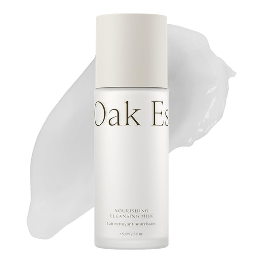 Oak Essentials Nourishing Cleansing Milk, Gentle Hydrating Face Cleanser with Oat Amino Acids, Rice Bran and Rosemary Extract, Removes Makeup and Sunscreen, 5 Fl Oz