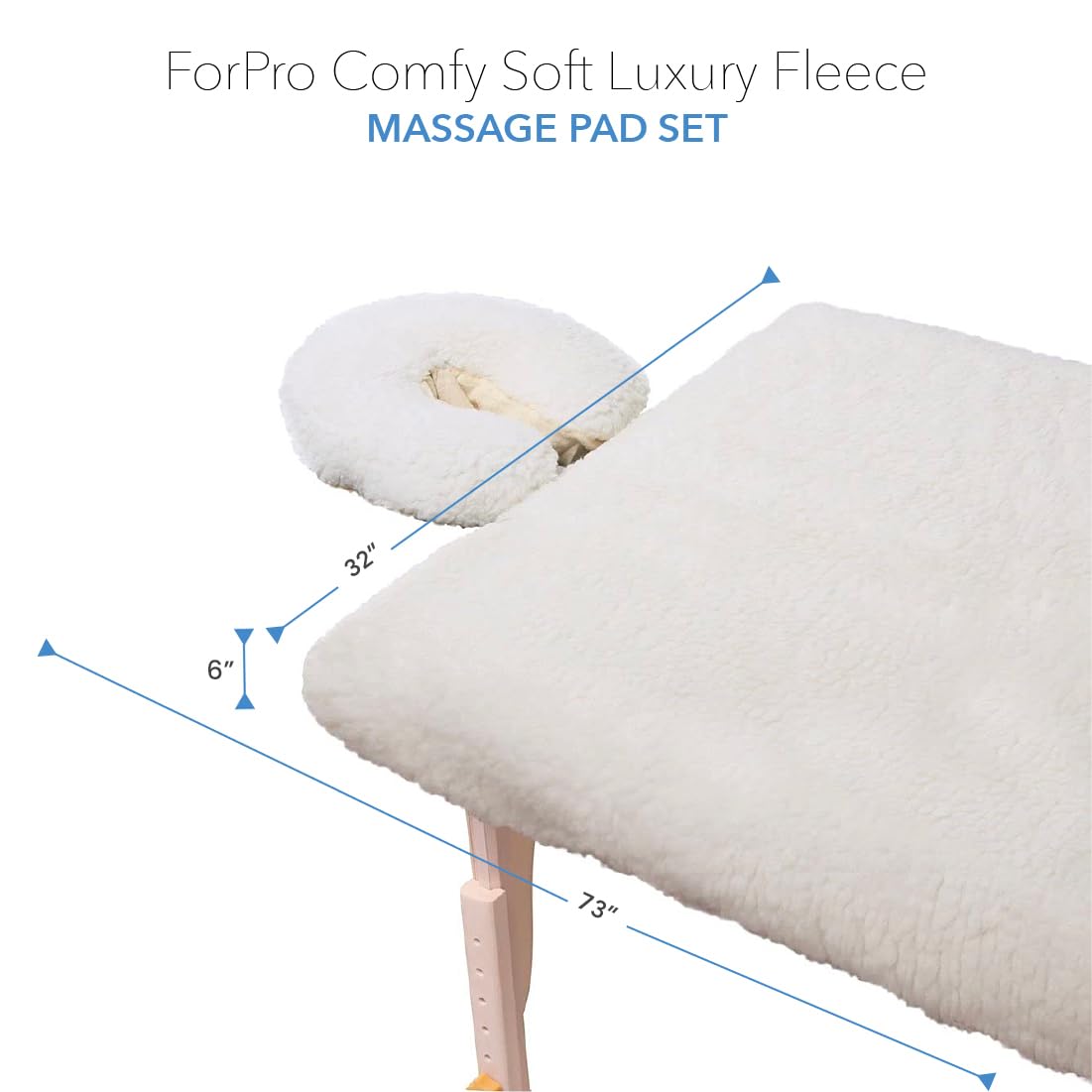 ForPro Professional Collection Comfy Soft Luxury Fleece Massage Pad Set, Extra Soft, Hypoallergenic, for Massage Tables, Includes Massage Table Pad and Face Rest Cover, 33” W x 74” L x 5” D