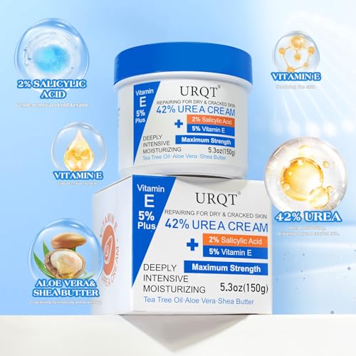 42% Urea Cream for Dry & Cracked Skin - Foot & Hand Cream with 2% Salicylic Acid, 5% Vitamin E, Tea Tree Oil, Aloe Vera, Shea Butter - Moisturizer & Skin Repair Cream for Feet Maximum Strength