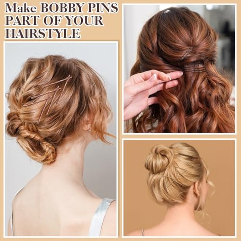 400 Pcs Bobby Pins Set, 2 Inch Hair Pins for Women Girls and U-Shaped Pins for Buns, 5 Colors Brown Blonde Black Styling Pins With Storage Box