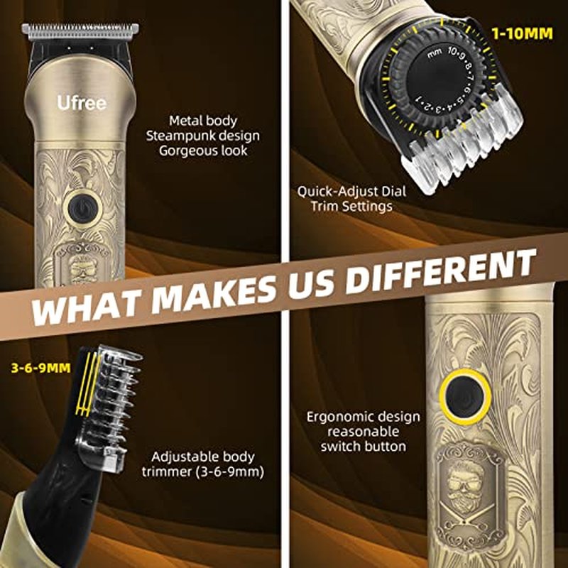 Ufree Beard Trimmer for Men, Electric Razor Shaver, Cordless Hair Clipper Shaving Kit for Mustache Body Nose Ear Hair Facial, Adjustable Beard Grooming Kit Birthday Gifts for Men