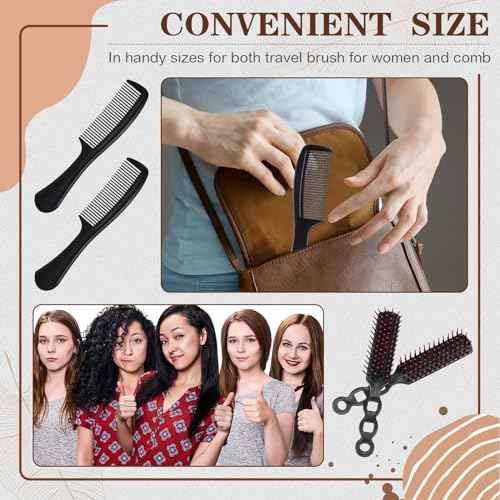 24 Pcs Hair Brush Combs Set Bulk Hairbrushes for Homeless Individually Wrapped Combs for Women Hotel Travel Nursing Charity Christmas(Black)