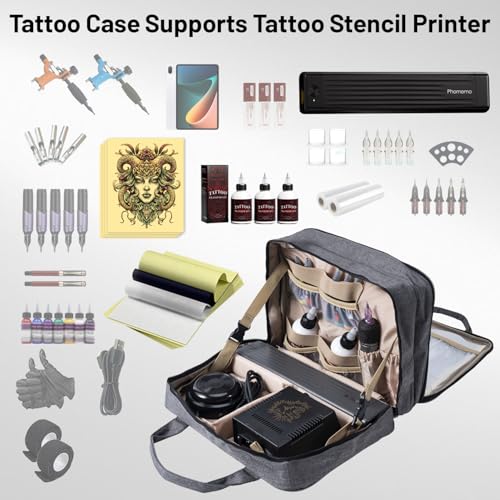 Phomemo Tattoo Bag - Tattoo Travel Case and Carrying Bag for Stencil Printer and Equipment, Compatible with Phomemo M08F / TP81 / TP31 Thermal Printer, Grey (BAG ONLY)