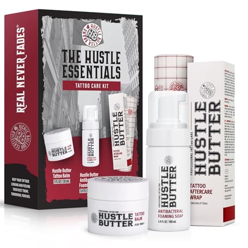 Hustle Butter Tattoo Aftercare Kit - Tattoo Balm, Antibacterial Soap, and Aftercare Wrap - TSA-Friendly Balm & Soap - Easy Removal, Mess-Free Wrap