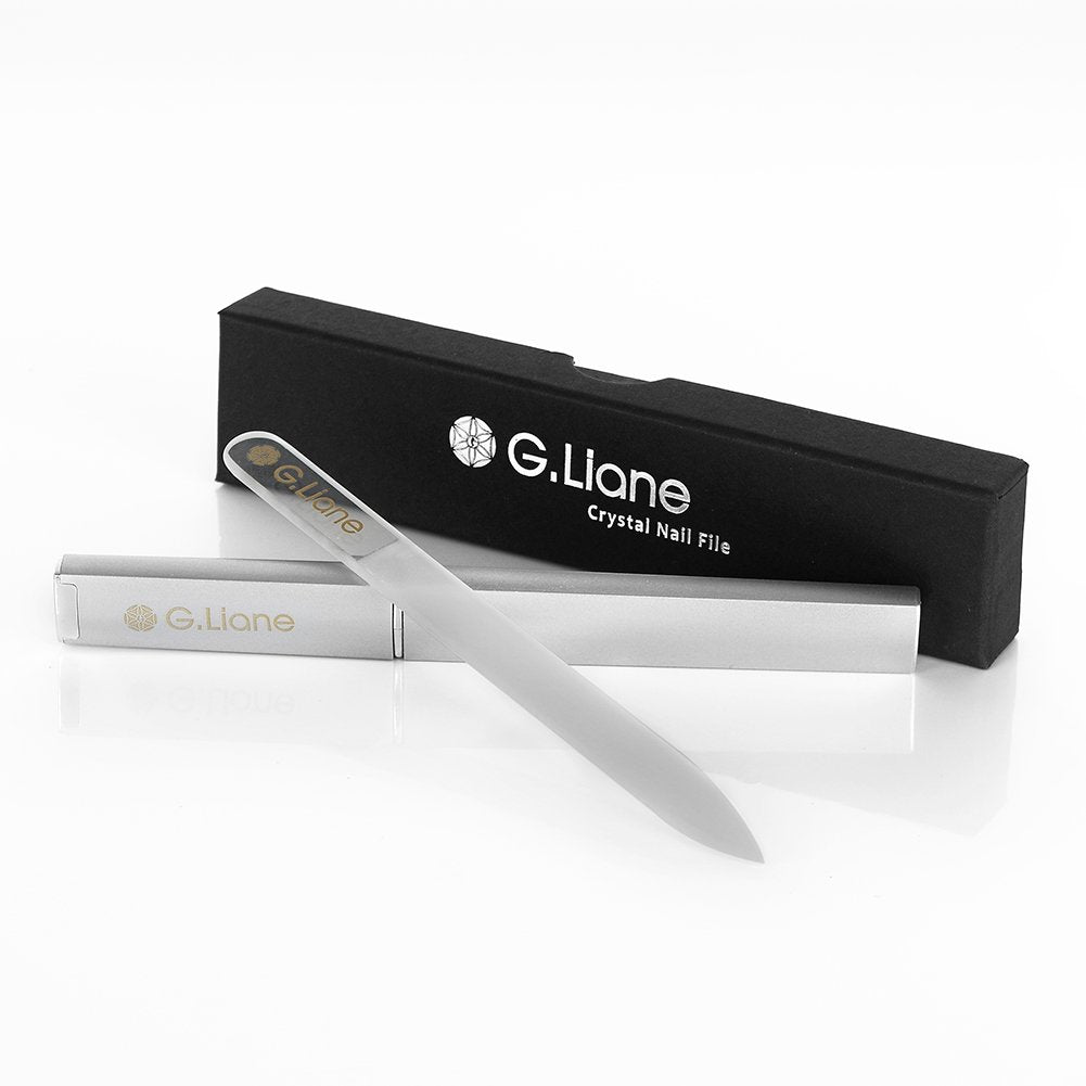 Crystal Glass Nail Files-G.Liane Double Sided Etched Glass Nail File with Case
