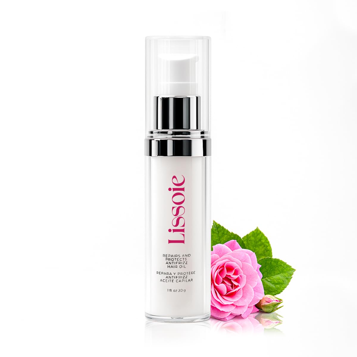 Lissoie Weightless Shine Hair Serum Oil 1 fl oz – Squalane, Avocado & Argan – 48-Hr Hydration, Frizz Tamer, Heat + UV Shield up to 450 °F – Non-Greasy, Paraben & Cruelty-Free Pump Dispenser