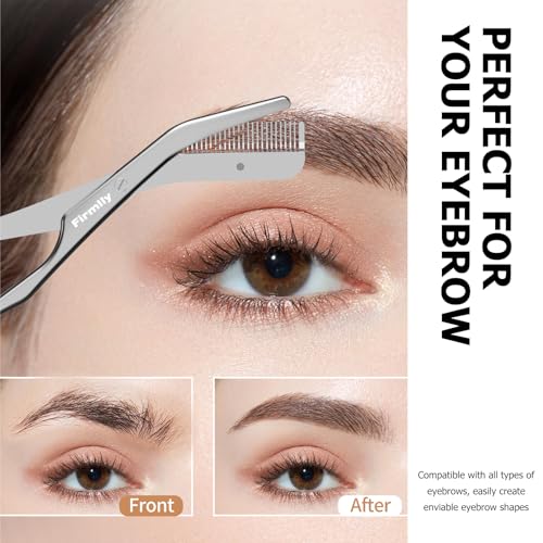 Eyebrow Trimmer for Women - Stainless Steel Eyebrow Brow Scissors with Comb, Travel-Size Precision Shaping Tool for Beginners & Experts (Silver)
