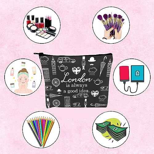 London City Skyline Zipper Pouch Makeup Bag - London Is Always A Good Idea (BLK)